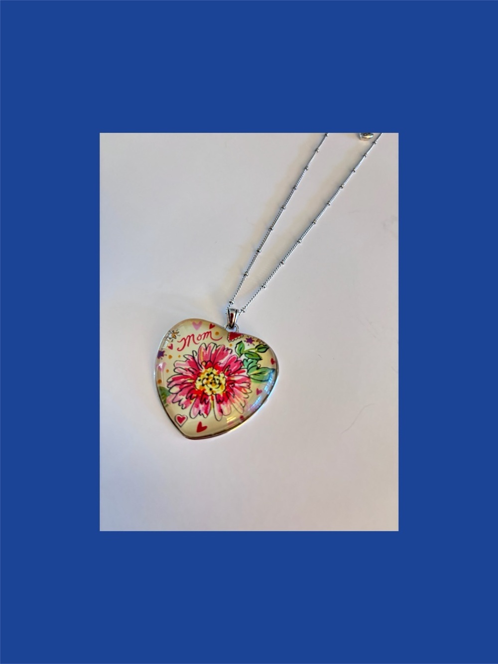 Brighton Heart Pendant Necklace with Pink Floral 'Mom' Design New Tin included.